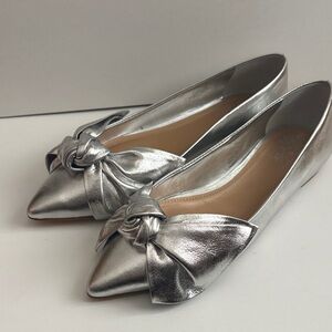 Vince Camuto Metallic Silver Flats with Bow